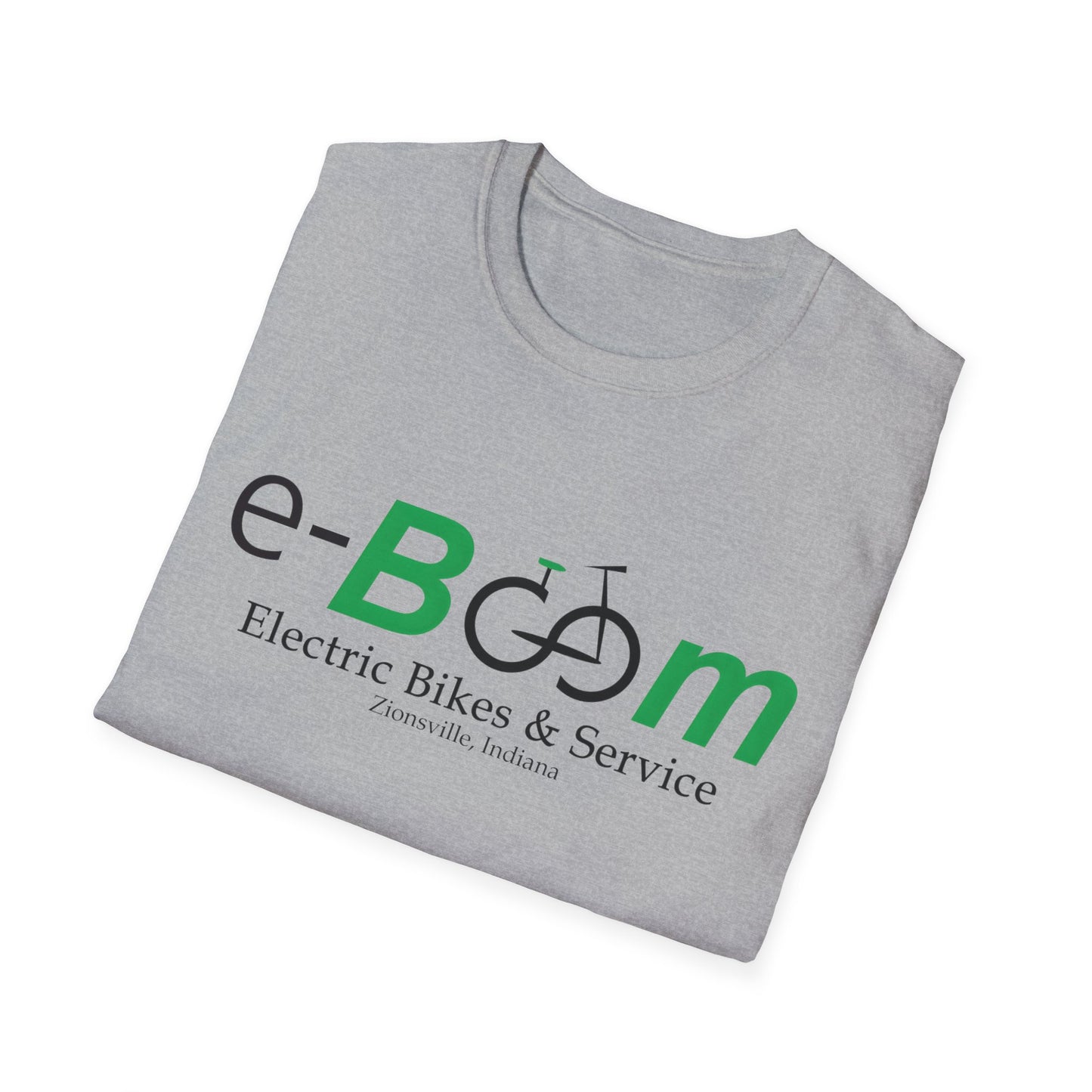 "Electric Bikes are Watts of Fun." (Back of shirt) Various colors. Unisex Softstyle T-Shirt